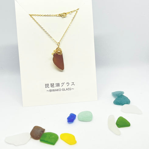 琵琶湖グラス ビーチグラス×KEY ネックレス